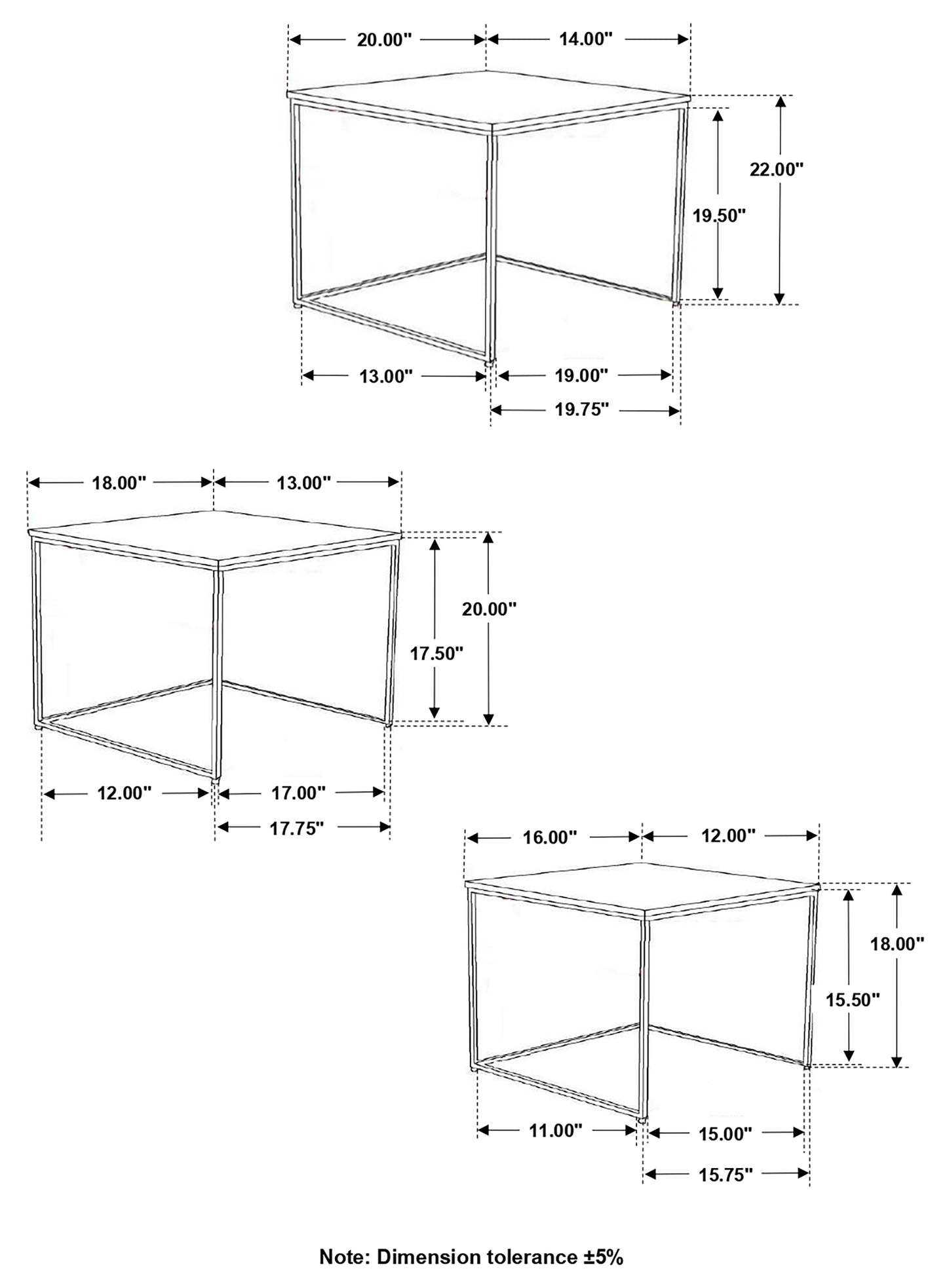 Medora 3-piece Marble Top Nesting Table Set Green