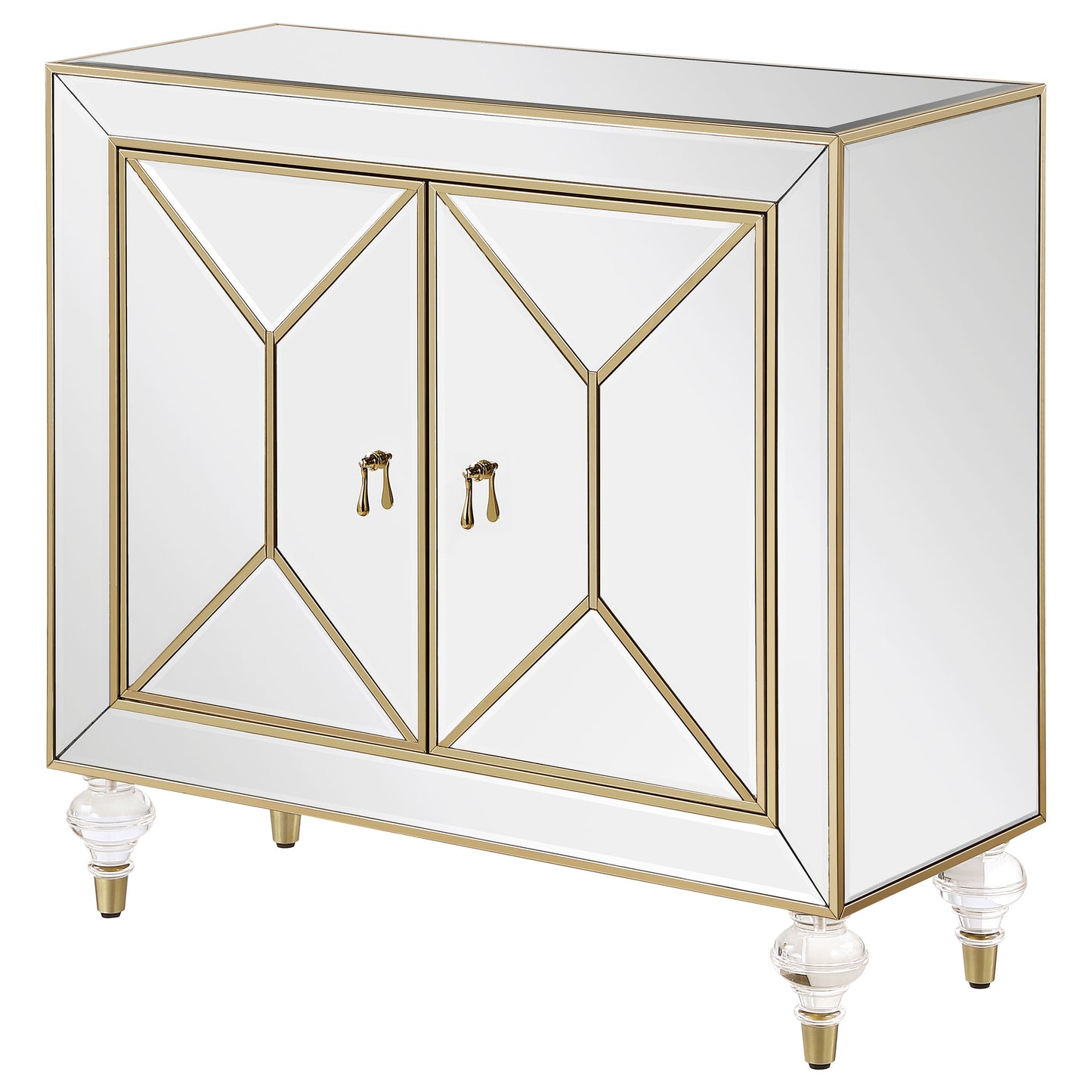 Lupin 2-door Mirrored Storage Accent Cabinet Champagne