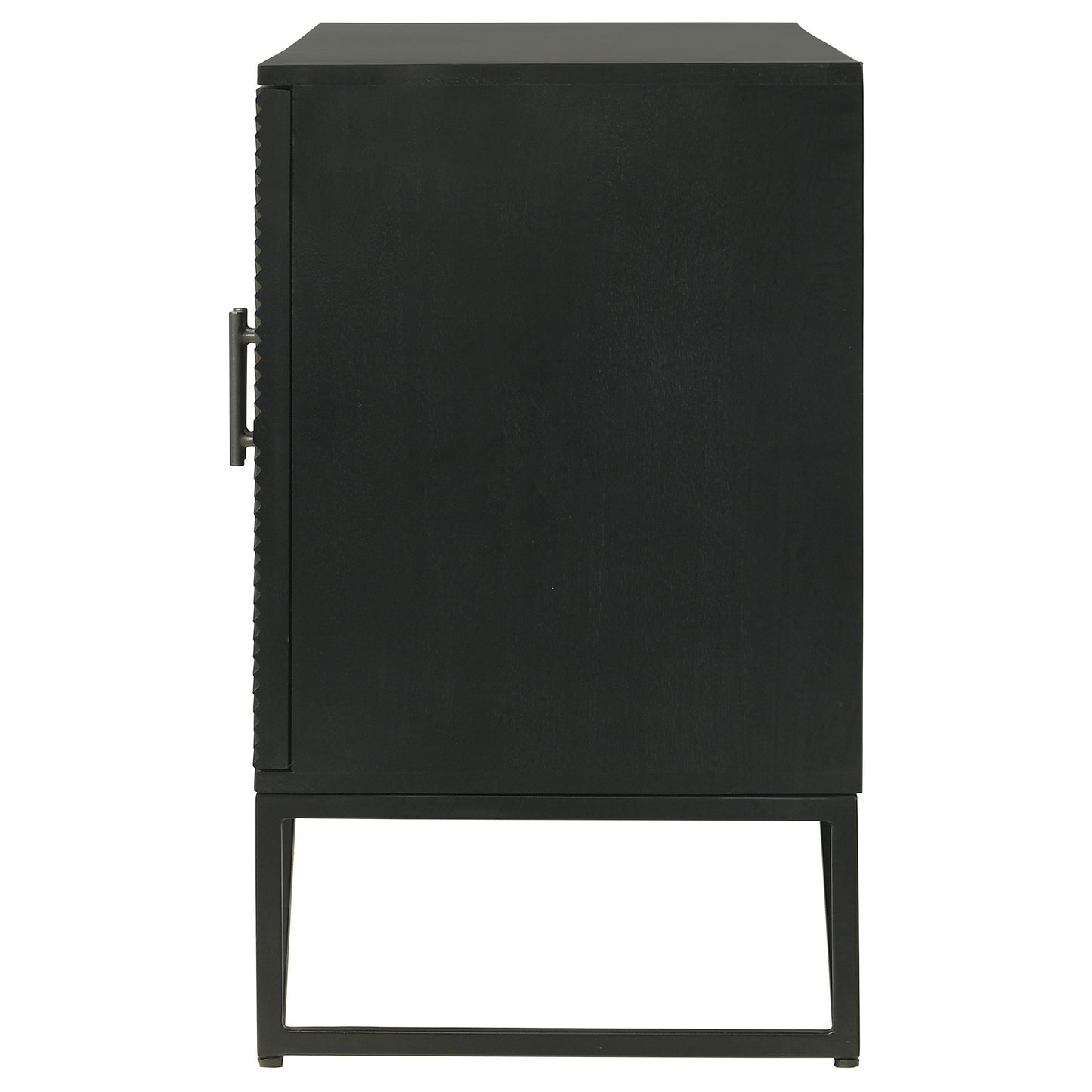 Riddell 3-door Wood Reeding Accent Cabinet Matte Black