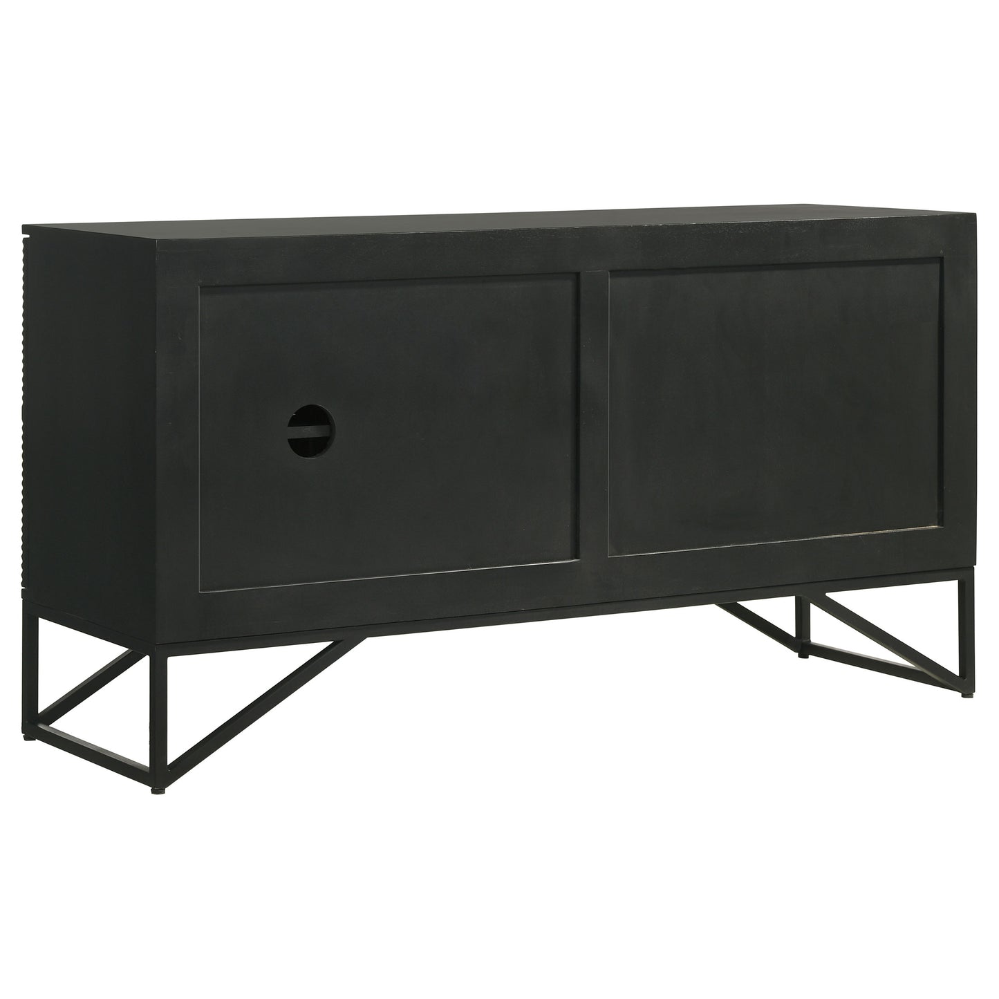 Riddell 3-door Wood Reeding Accent Cabinet Matte Black